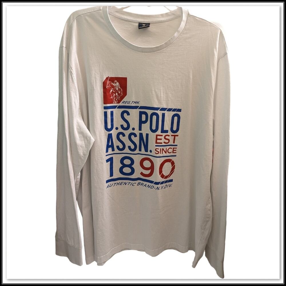 U.S. Polo Assn Since 1890 Authentic Brand NY DIV White Long Sleeve Shirt Men 2X